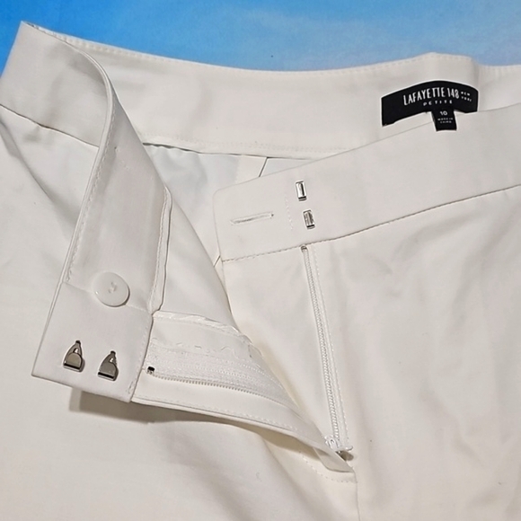 Lafayette 148 New York Straight-Leg White Trousers Pants Size 10 - Picture 3 of 6